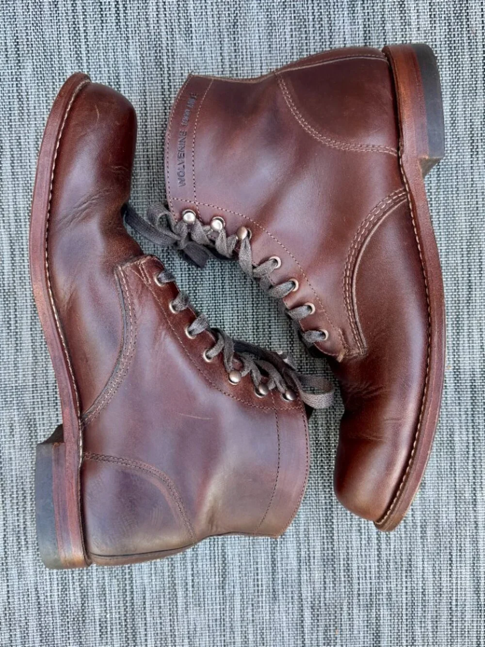 Wolverine 1000 Mile Plain-Toe Original Boots Mens Sz 10.5D Brown Leather